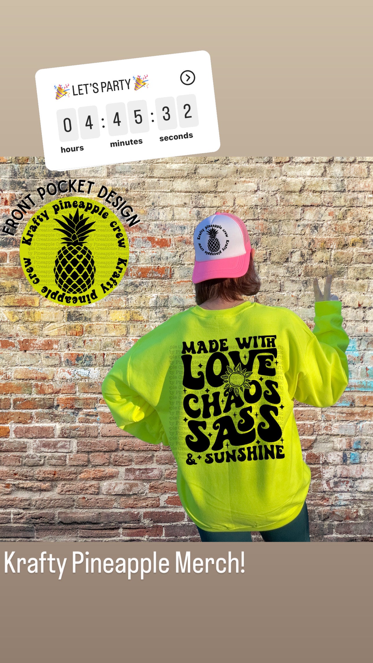 Made w Love- Krafty Pineapple Crew Merch- Short Sleeve T-shirt