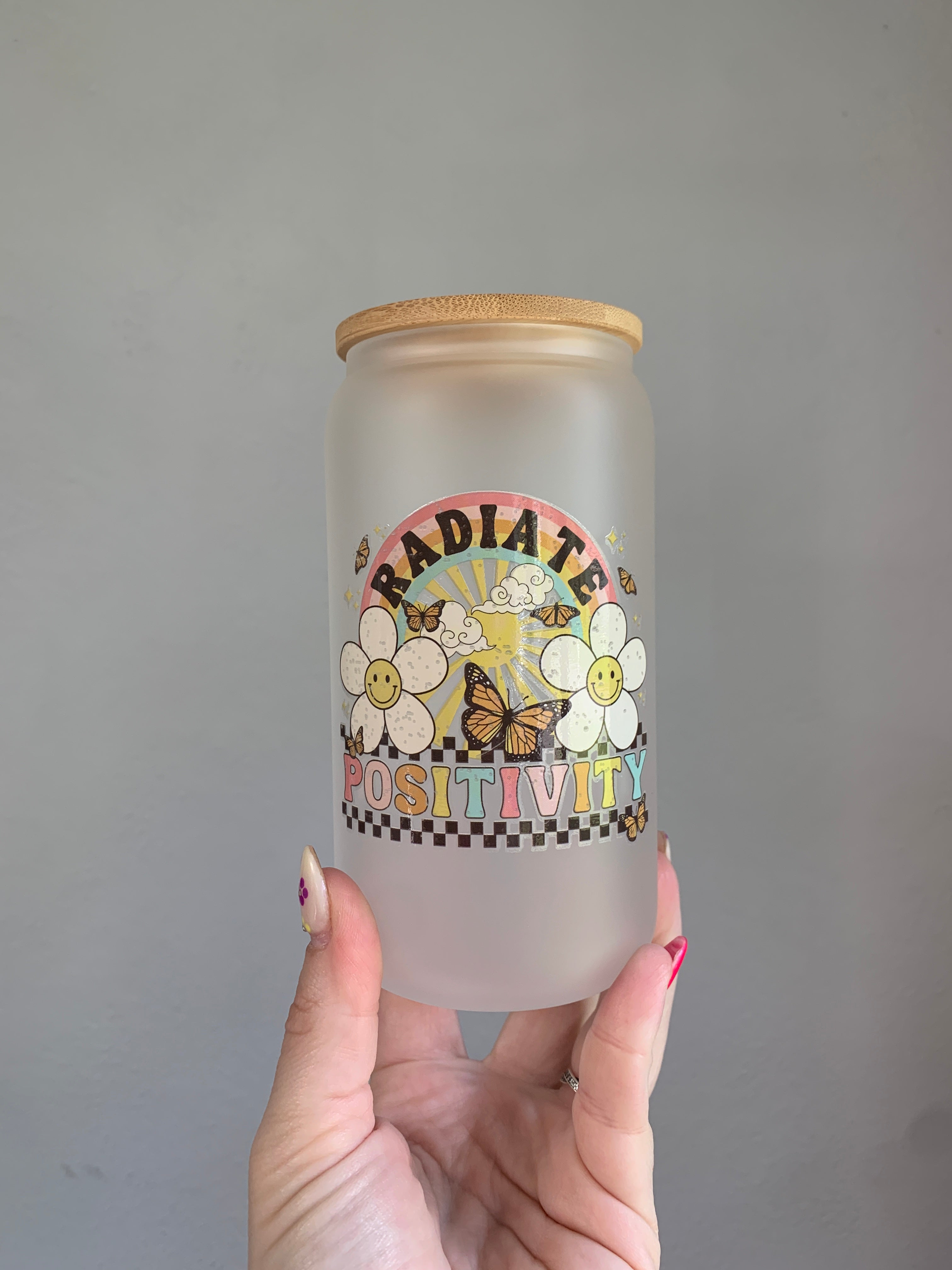 Spring Glass Beer Can with lid & straw – KraftyPineappleCreationsLLC