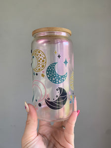 Spring Glass Beer Can with lid & straw