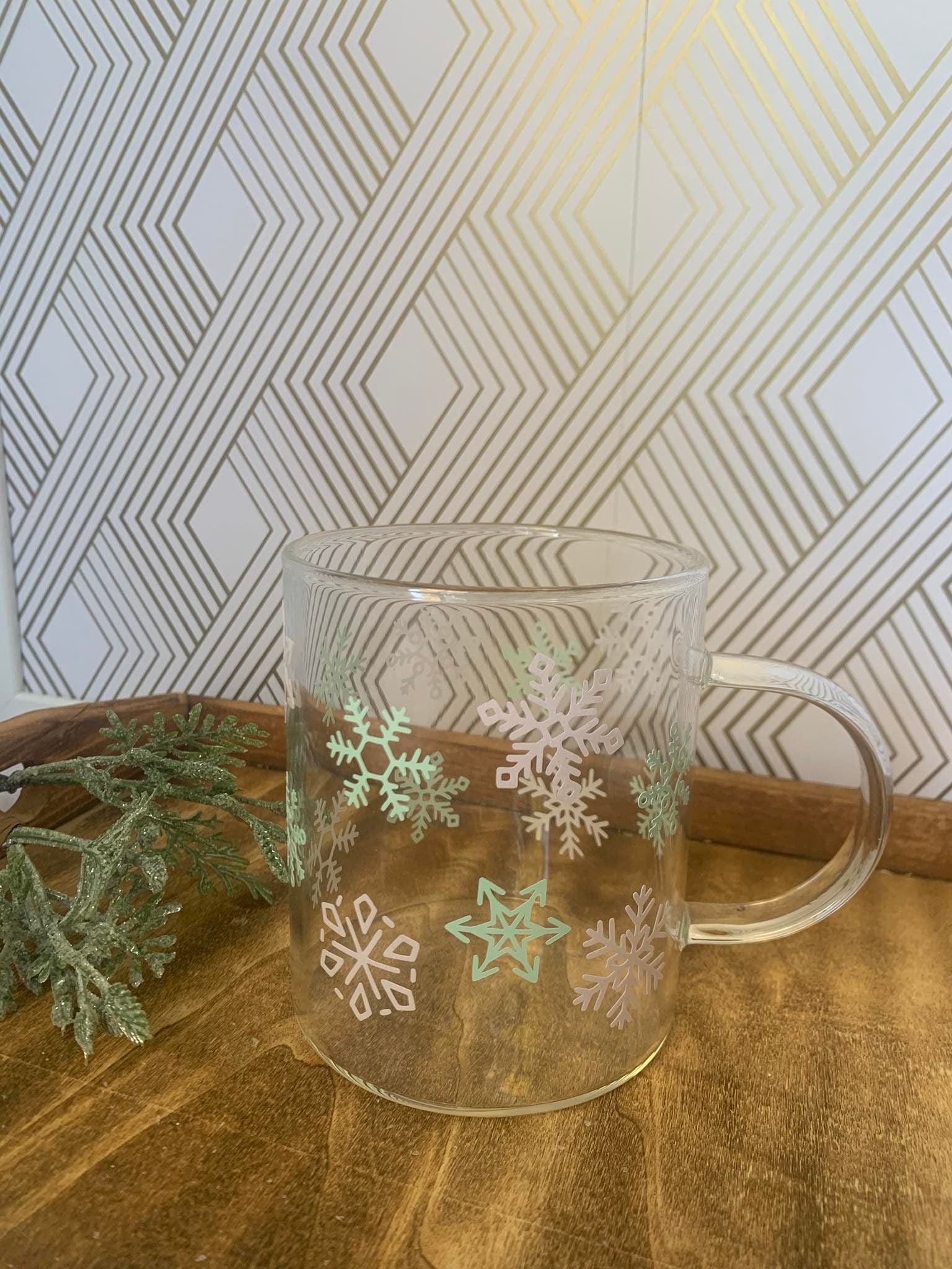 Mint Snowfall- Glass Coffee Mug