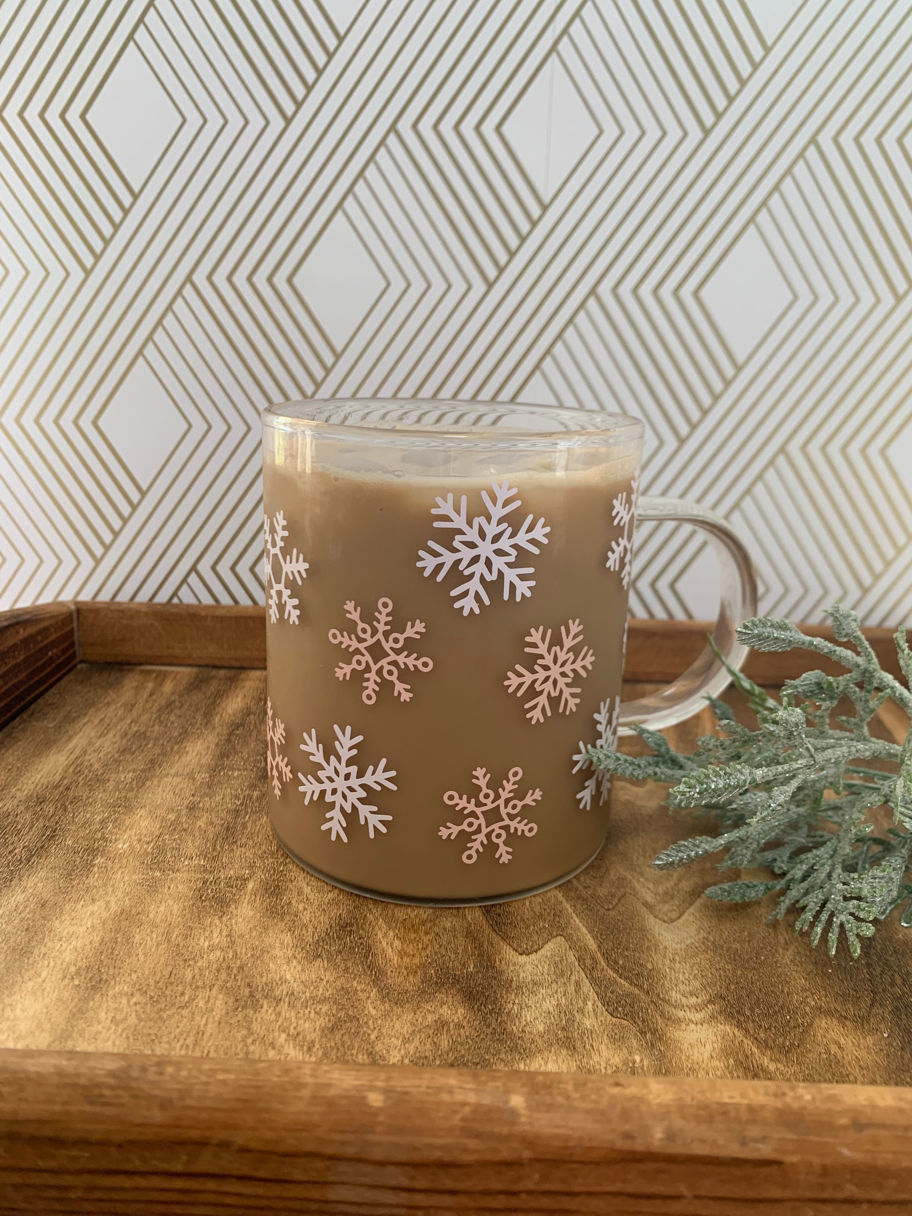 Pink Snowfall- Glass Coffee Mug
