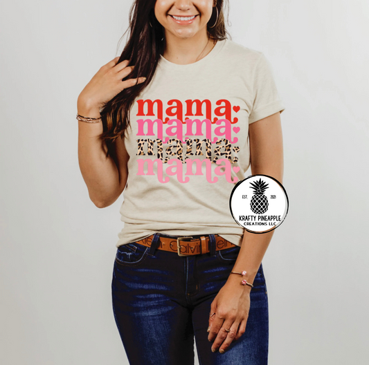 Valentines Leopard Mama Long Sleeve T-Shirt